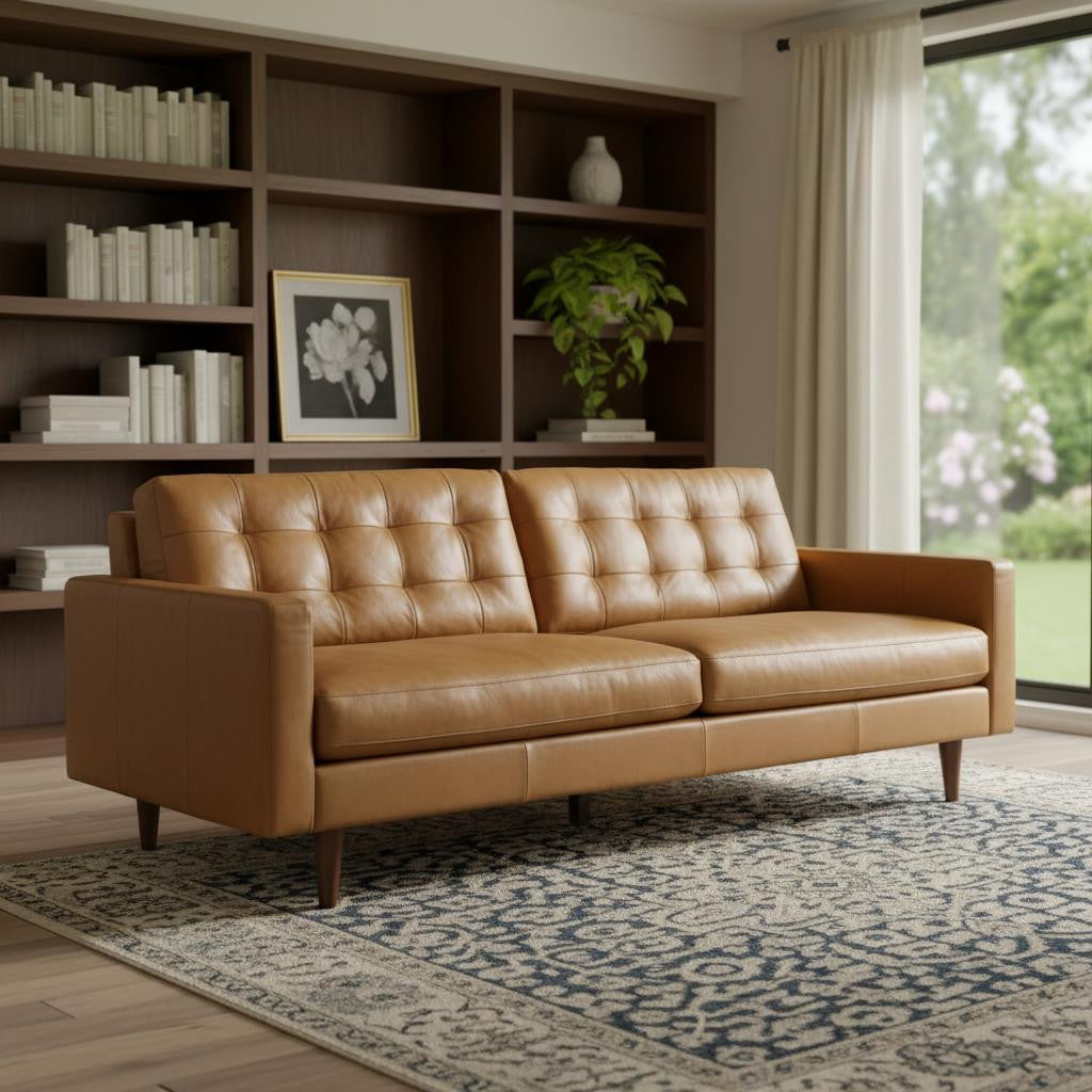 88" Brown Leather Sofa - 607328