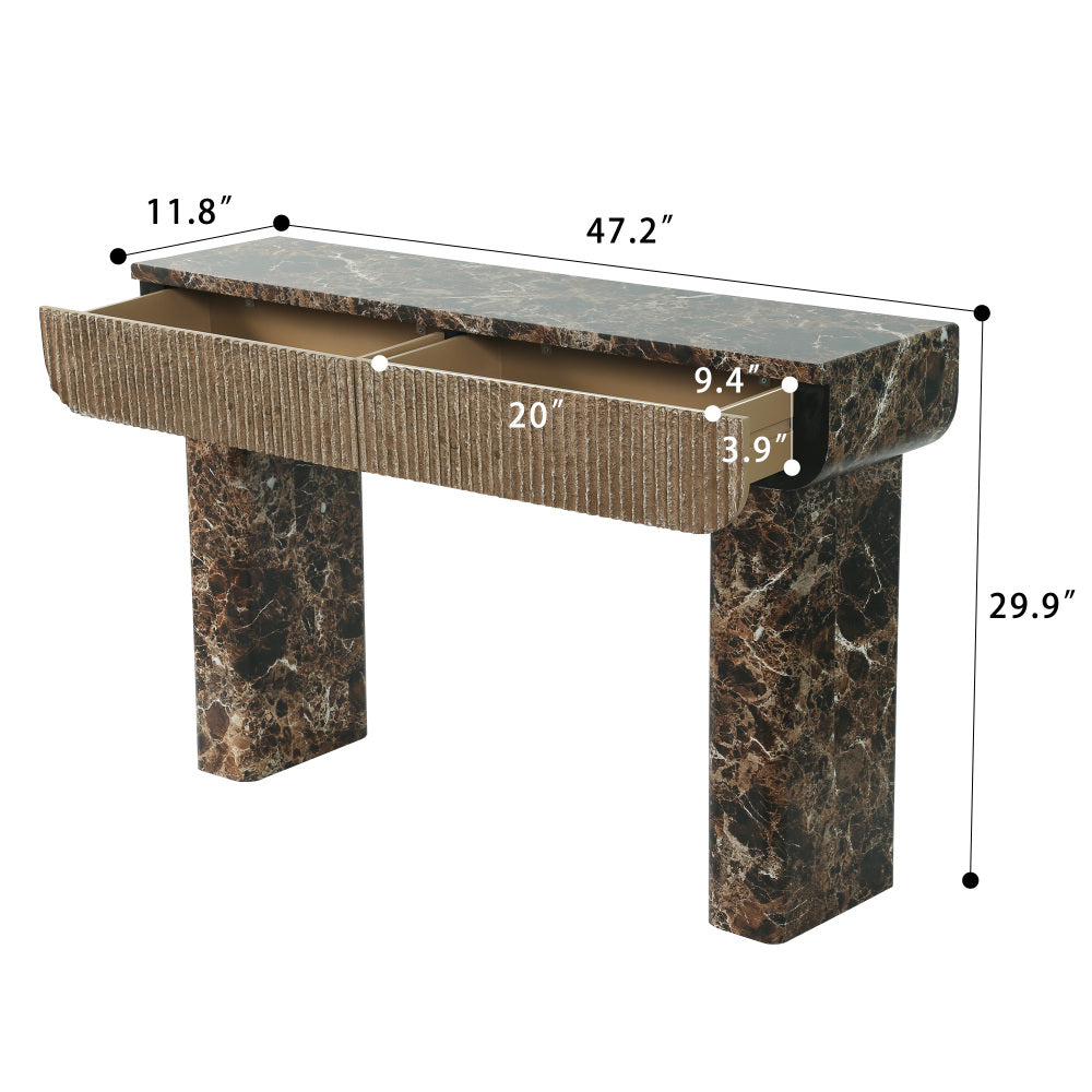 Dimension diagram showing the console at 47.2 inches wide, 11.8 inches deep and 29.9 inches high.