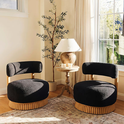 Black Upholstered Swivel Chairs, Set of Two — featured product photograph