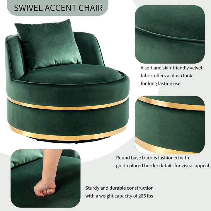 Sable Green Velvet Swivel Barrel Chair — gallery view 8 of 9