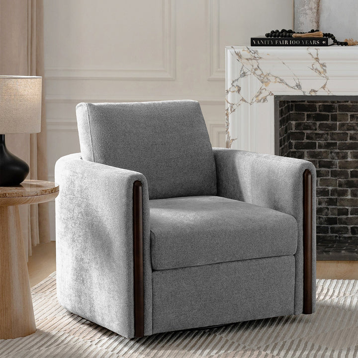 Hulala Gray Chenille Swivel Armchair — featured product photograph