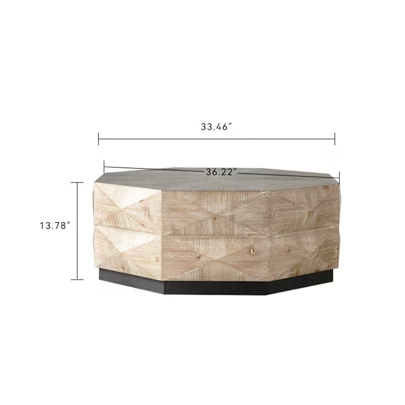 Dimension diagram of the octagonal coffee table