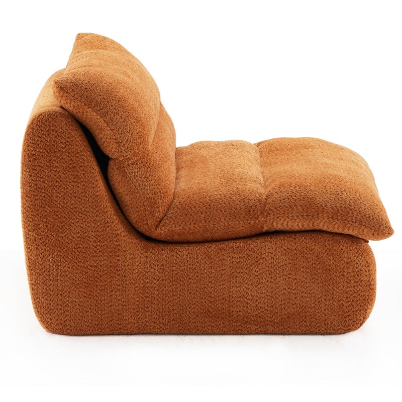 Burnt Orange Textured Armless Lounge Chair — burnt Orange isolated side view