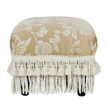 Champagne Floral Jacquard Footstool — end view of the floral footstool