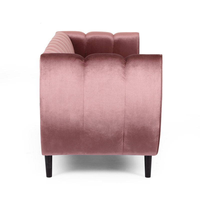 Miranda Velvet 3-Seater Sofa — side product view.