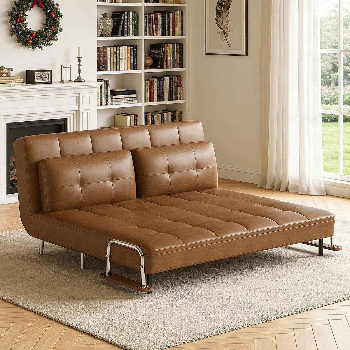 Brown Convertible Sofa Bed — gallery view 4 of 7