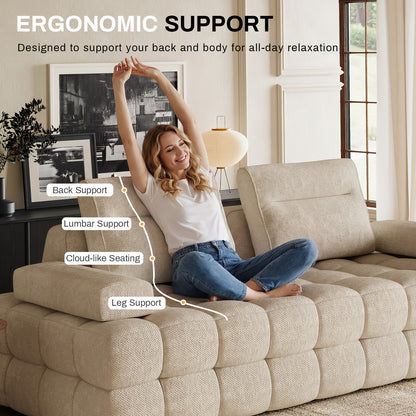 88-Inch Chenille Modular Cloud Loveseat — seated scale and back-support panel