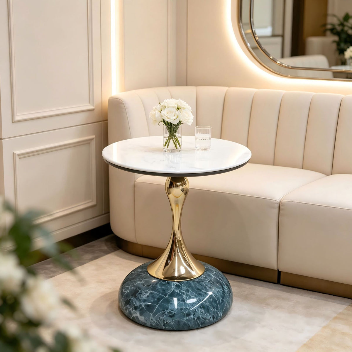 Light Luxury Slim-Waisted Rock Slab Small Coffee Table, Hotel Bedroom Movable Table, Painted Sofa Side Table, Villa And Homestay Corner Table