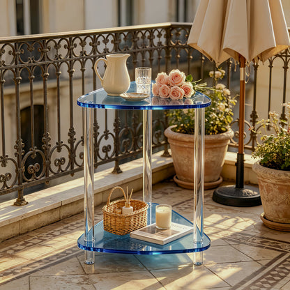 Triangular Two-Tier Patio Side Table - created-sapphire color