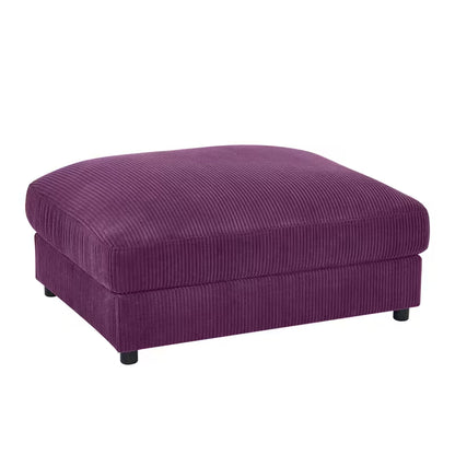 Purple rectangular ottoman on white background