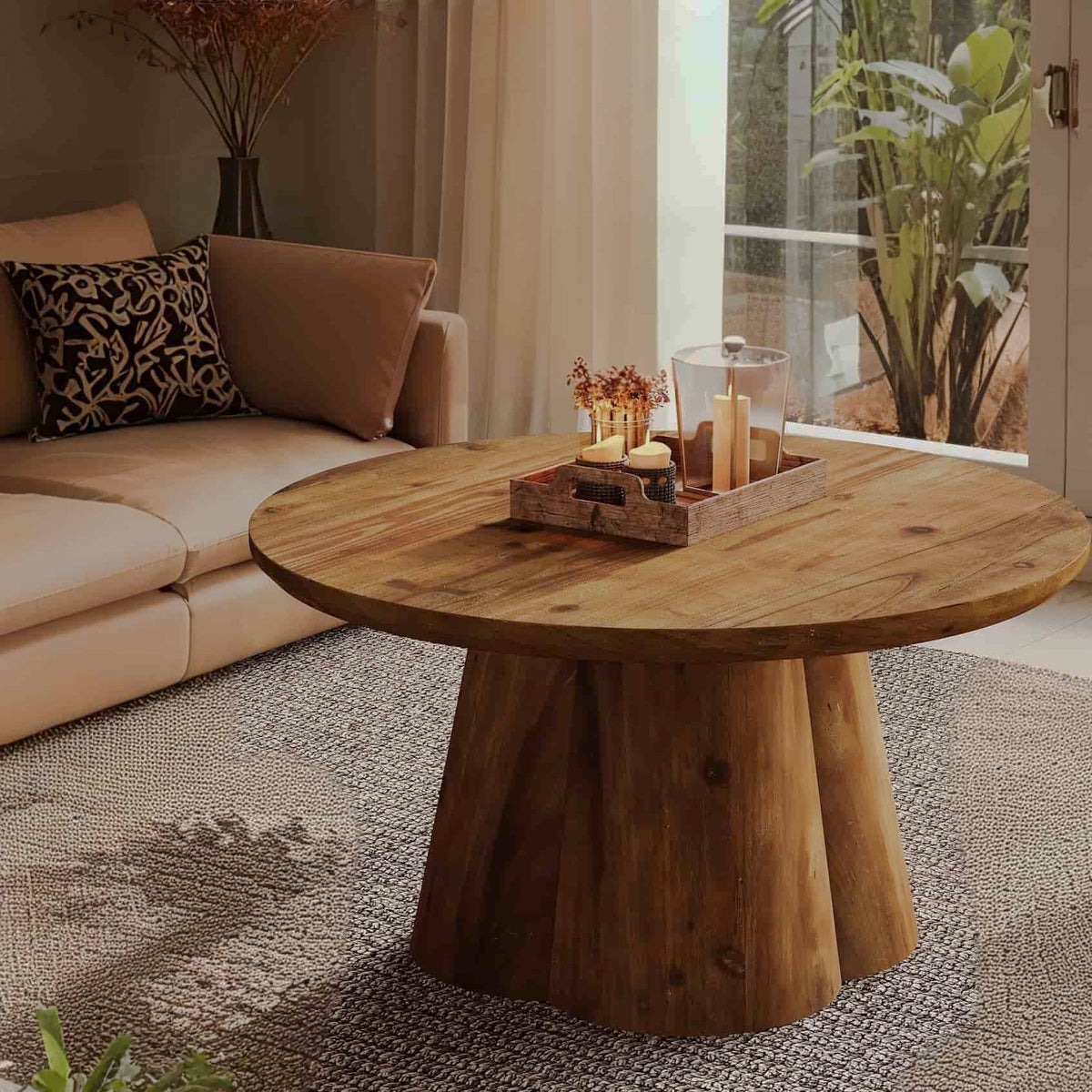 Round table from seating corner