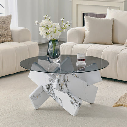 Angled X-base glass table