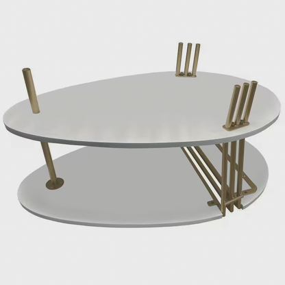 Overhead angled oval table