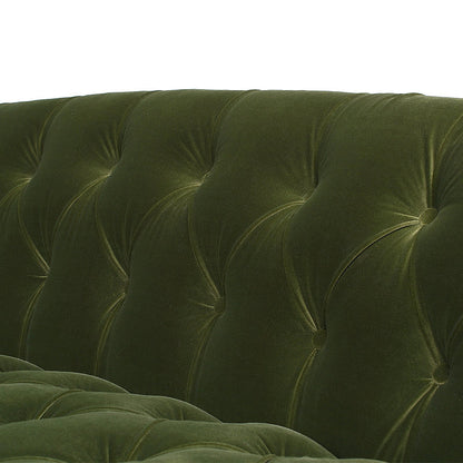 La Rosa Olive Green Velvet Chesterfield Sofa — olive velvet button-tufting detail