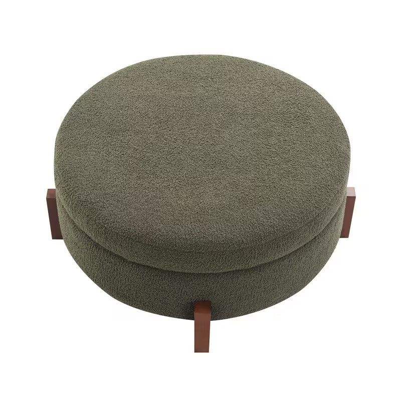 Top view of olive round ottoman