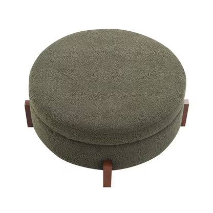 Top view of olive round ottoman