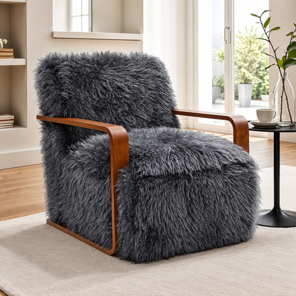 Charcoal Faux-Fur Accent Chair
