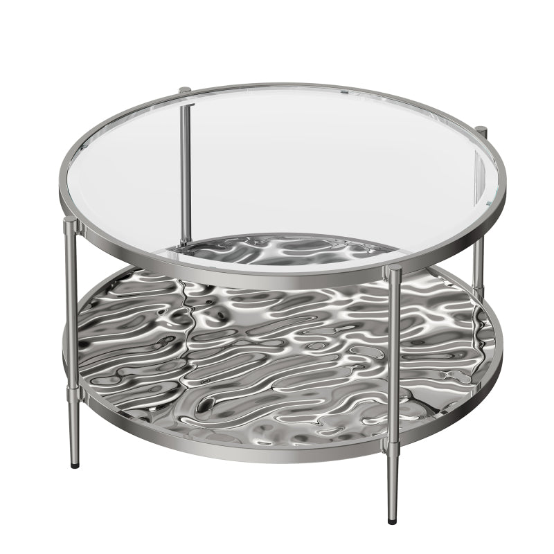 31.5 'Stainless Steel Coffee Table 2-Tier Side Table