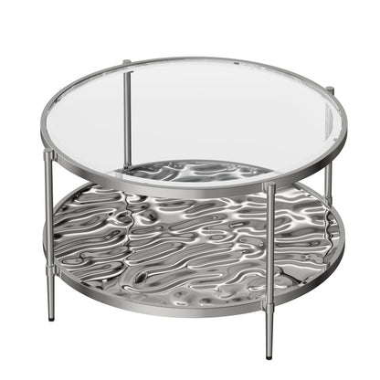 31.5 'Stainless Steel Coffee Table 2-Tier Side Table