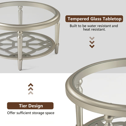 Supplier feature graphic showing glass top and two-tier design