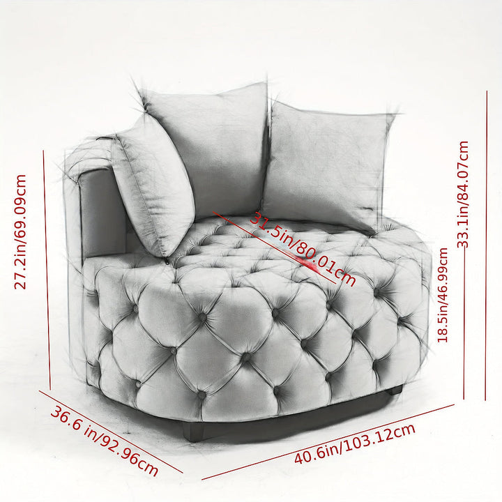 Quinn Gray Tufted Barrel Chair — gallery view 9 of 9