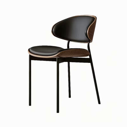Black bentwood faux leather dining chair with black metal legs