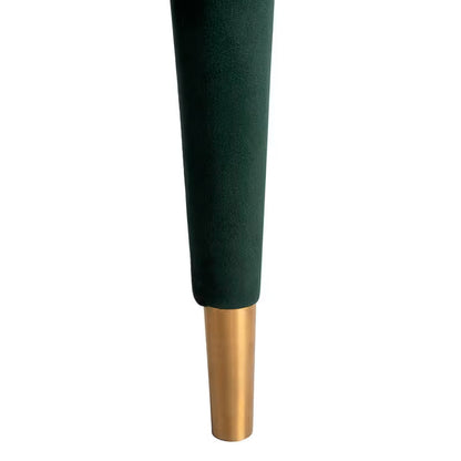 Mara Tufted Accent Chair with Gold-Tone Leg Caps — forest green leg with gold-colored tip