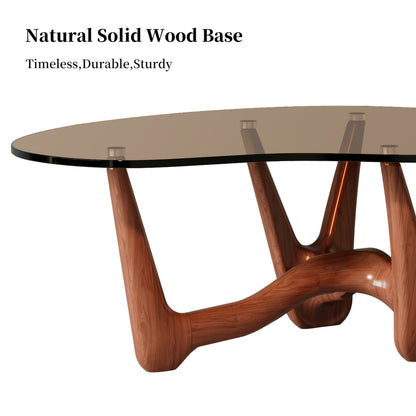 Sculptural Glass-Top Coffee Table