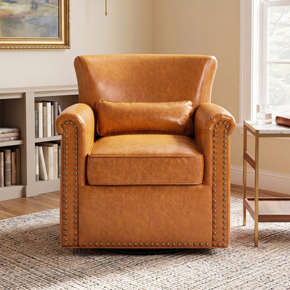 Roland Leather Swivel Club Chair — gallery view 5 of 8