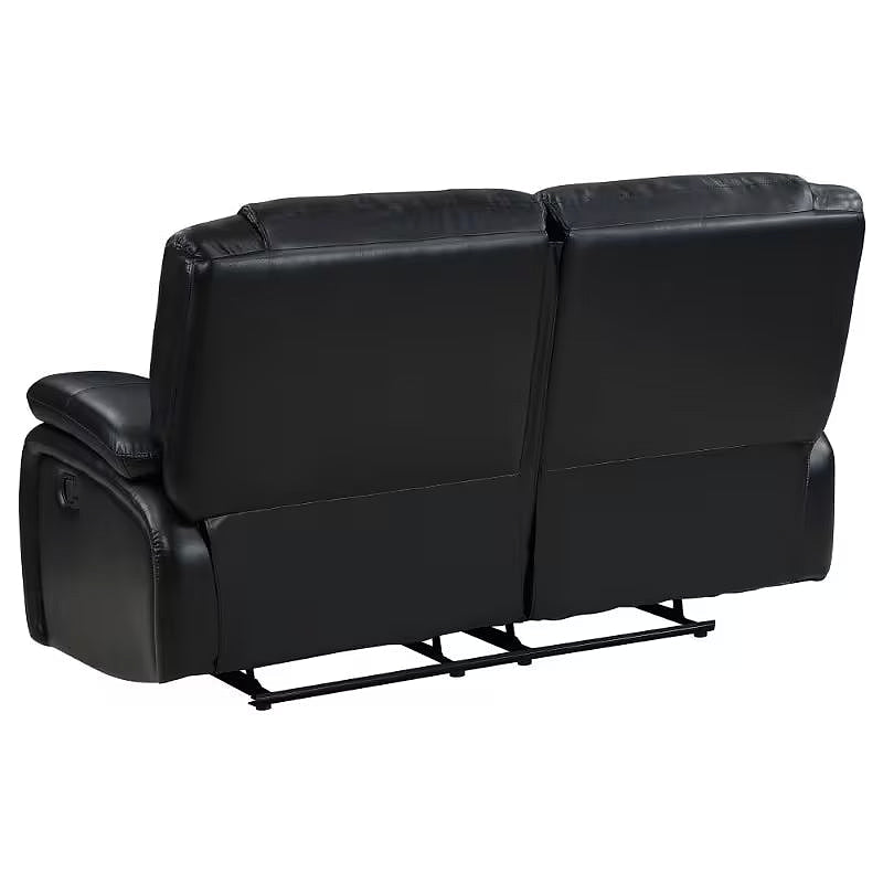 Rear view of the Elodie black reclining loveseat