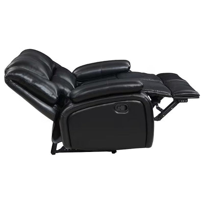 Side view of the Elodie loveseat with its footrest extended and back reclined