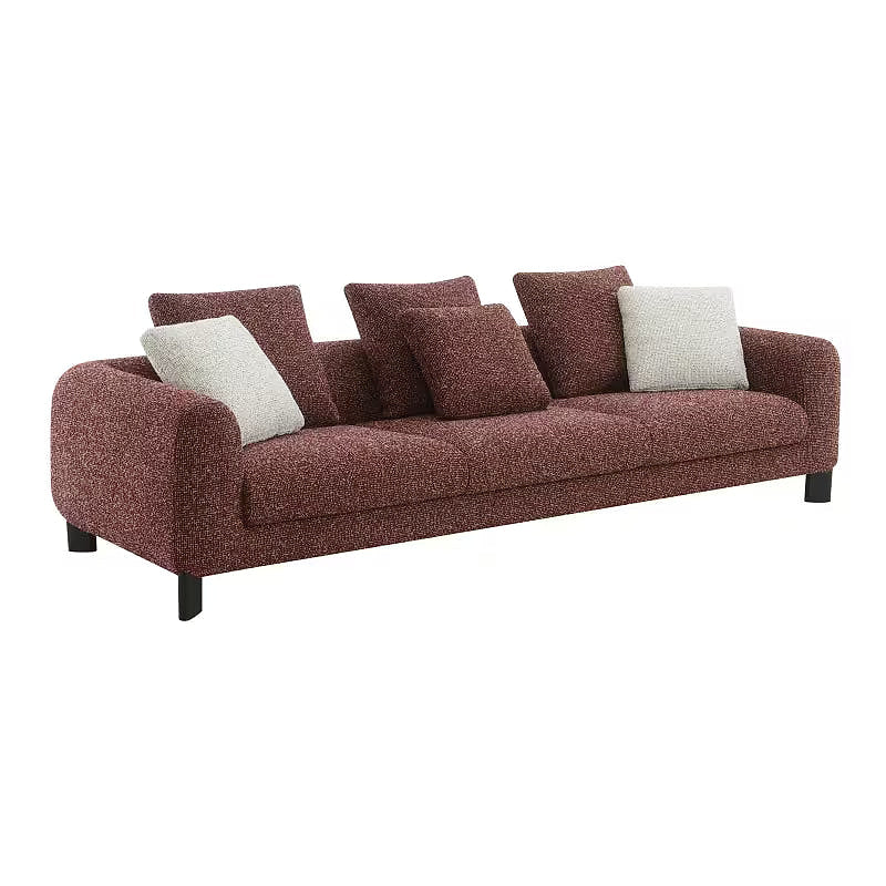 Mardi Maroon Tweed Sofa — three-quarter view on a white background