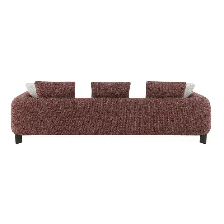 Mardi Maroon Tweed Sofa — rear view showing the maroon upholstered back