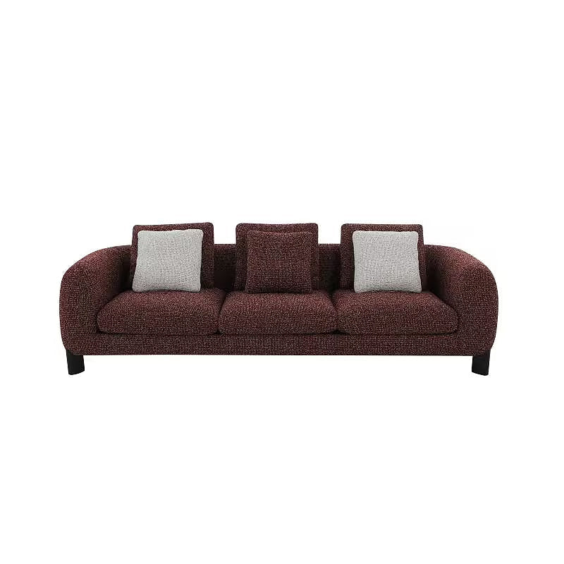 Mardi Maroon Tweed Sofa — front view showing three seat cushions