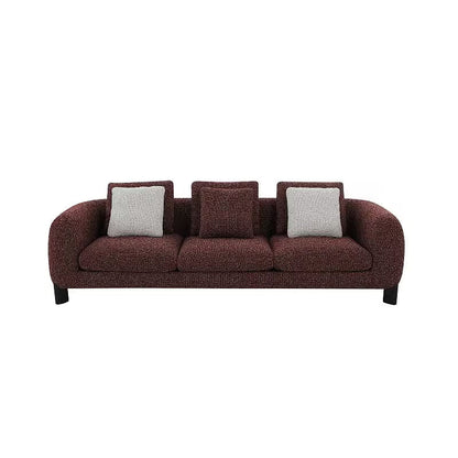 Mardi Maroon Tweed Sofa — front view showing three seat cushions