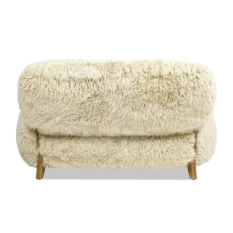 Enchante Sheepskin Accent Loveseat — rear view of sheepskin upholstery