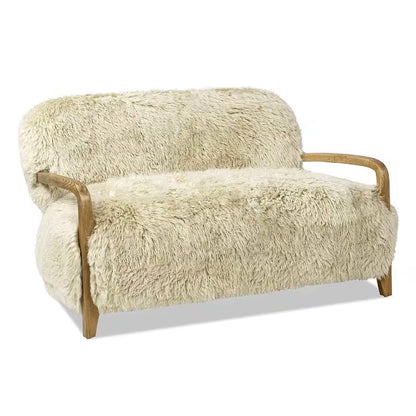 Enchante Sheepskin Accent Loveseat — three-quarter view on a white background