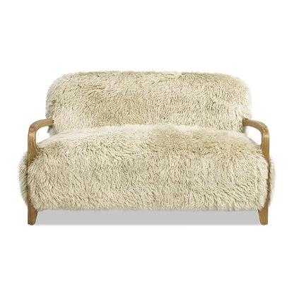 Enchante Sheepskin Accent Loveseat — front view on a white background