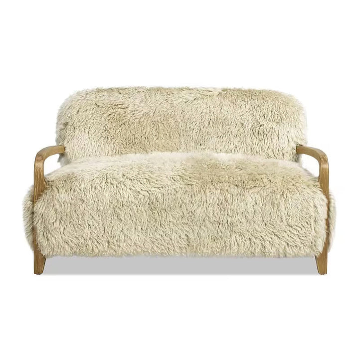 Enchante Sheepskin Accent Loveseat — front view on a white background