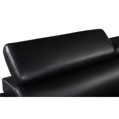 Sterling Black Leather Sofa — headrest and back cushion detail