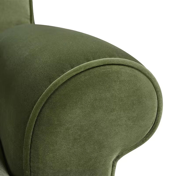 Alana sofa, close-up of rolled arm and piping