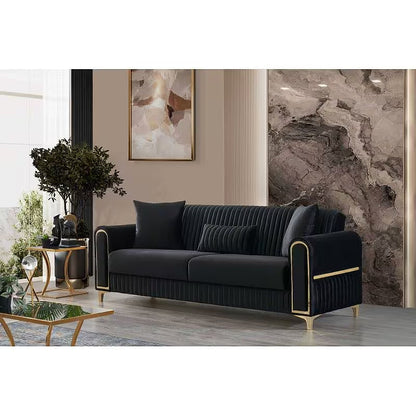 Melody Black Three-Piece Convertible Living Room Set — gallery view 3 of 10