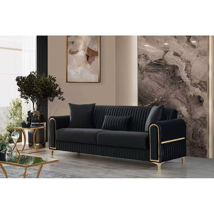 Melody Black Three-Piece Convertible Living Room Set — gallery view 3 of 10