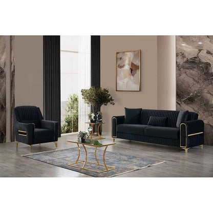 Melody Black Three-Piece Convertible Living Room Set — gallery view 2 of 10