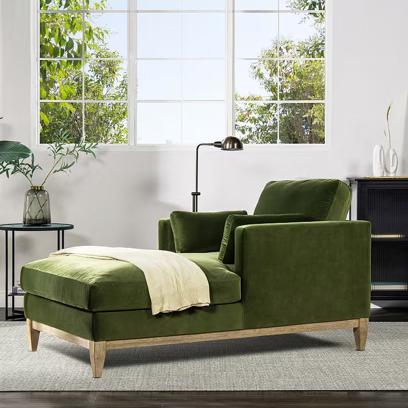 Knox Olive Green Chaise Lounge — gallery view 2 of 10