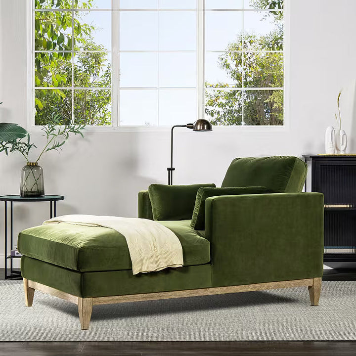 Knox Olive Green Chaise Lounge — gallery view 2 of 10
