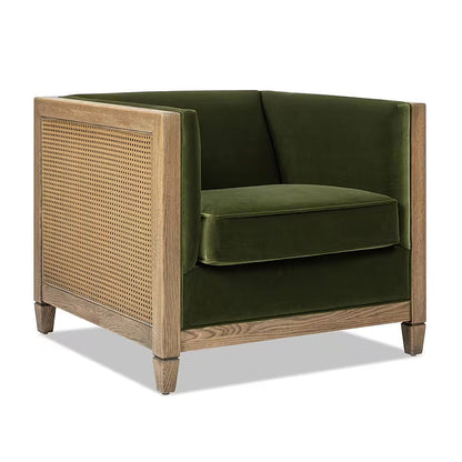 Georgia Olive Green Cane-Frame Armchair — gallery view 4 of 8