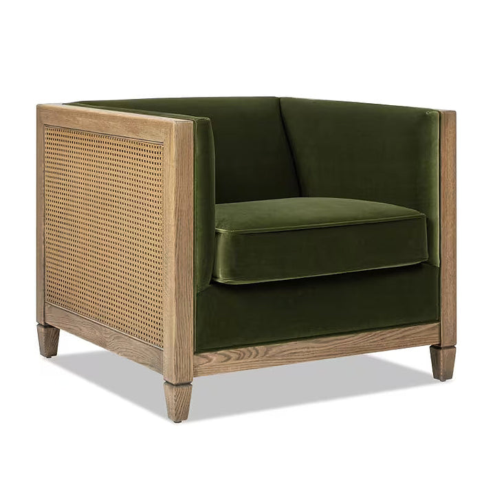 Georgia Olive Green Cane-Frame Armchair — gallery view 4 of 8