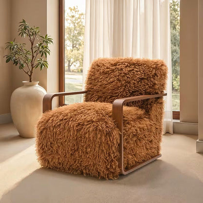 Camel Faux-Fur Accent Chair — gallery view 2 of 7