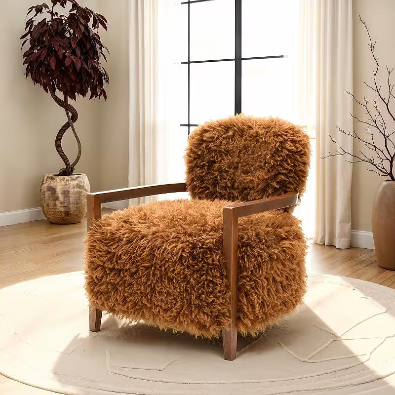 Camel Faux-Fur Accent Chair — gallery view 3 of 8